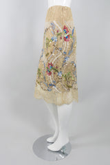 Bill Blass Embellished Chantilly Lace Garden Skirt