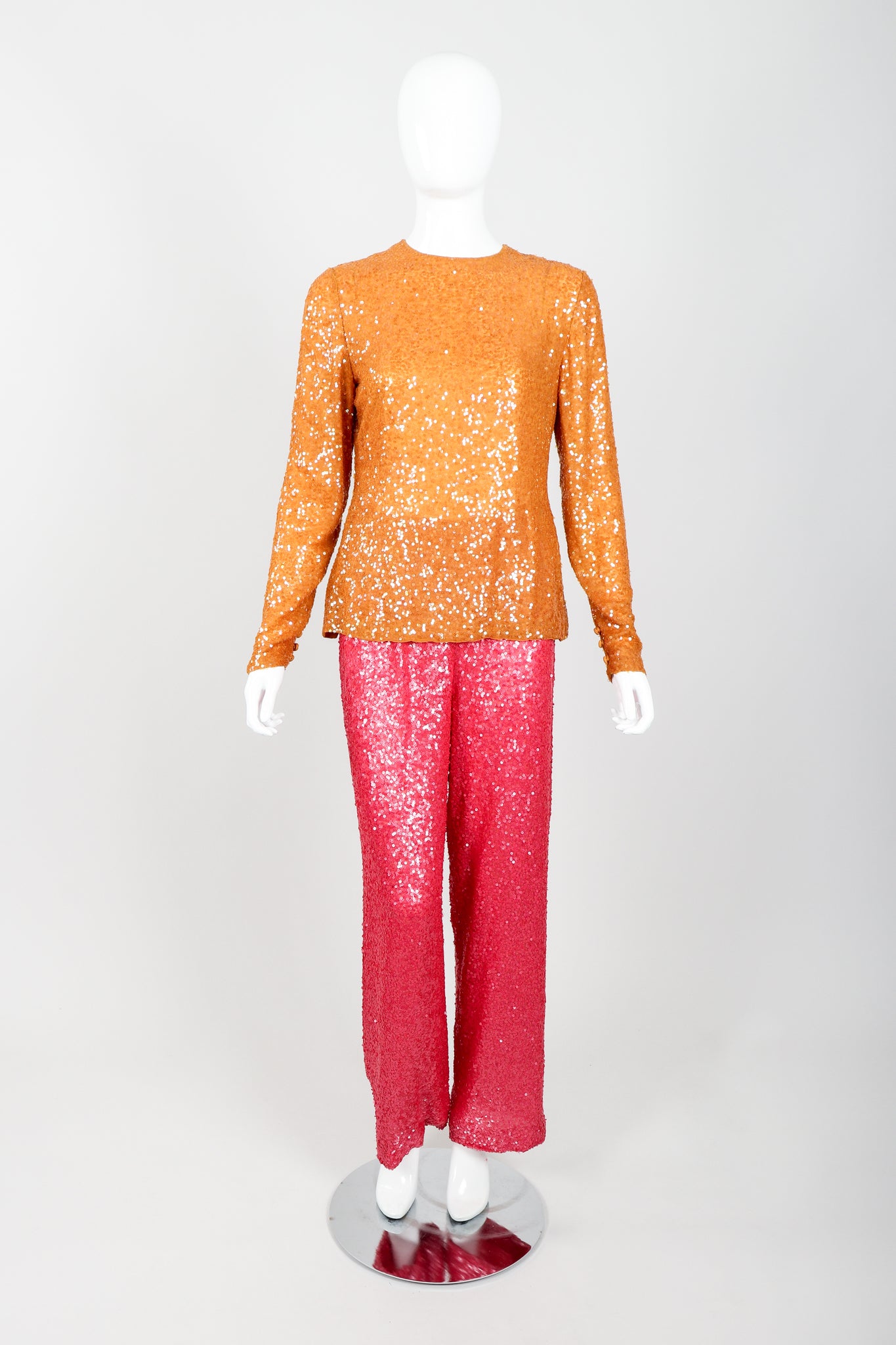 Vintage Bill Blass Sequin Sundae Top & Pant Set on Mannequin Front at Recess Los Angeles