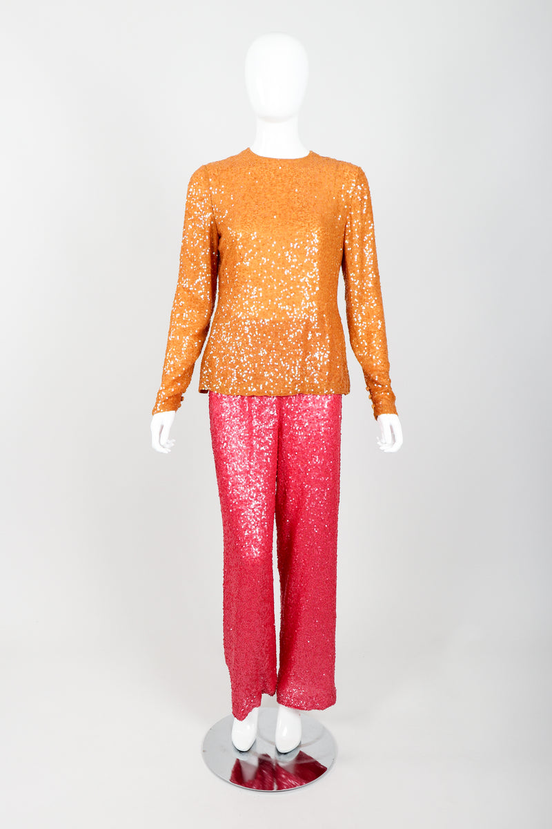 Vintage Bill Blass Sequin Sundae Top & Pant Set on Mannequin Front at Recess Los Angeles