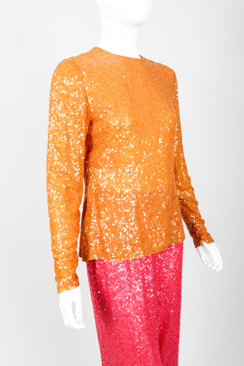 Vintage Bill Blass Sequin Sundae Top & Pant Set on Mannequin Angle crop at Recess Los Angeles