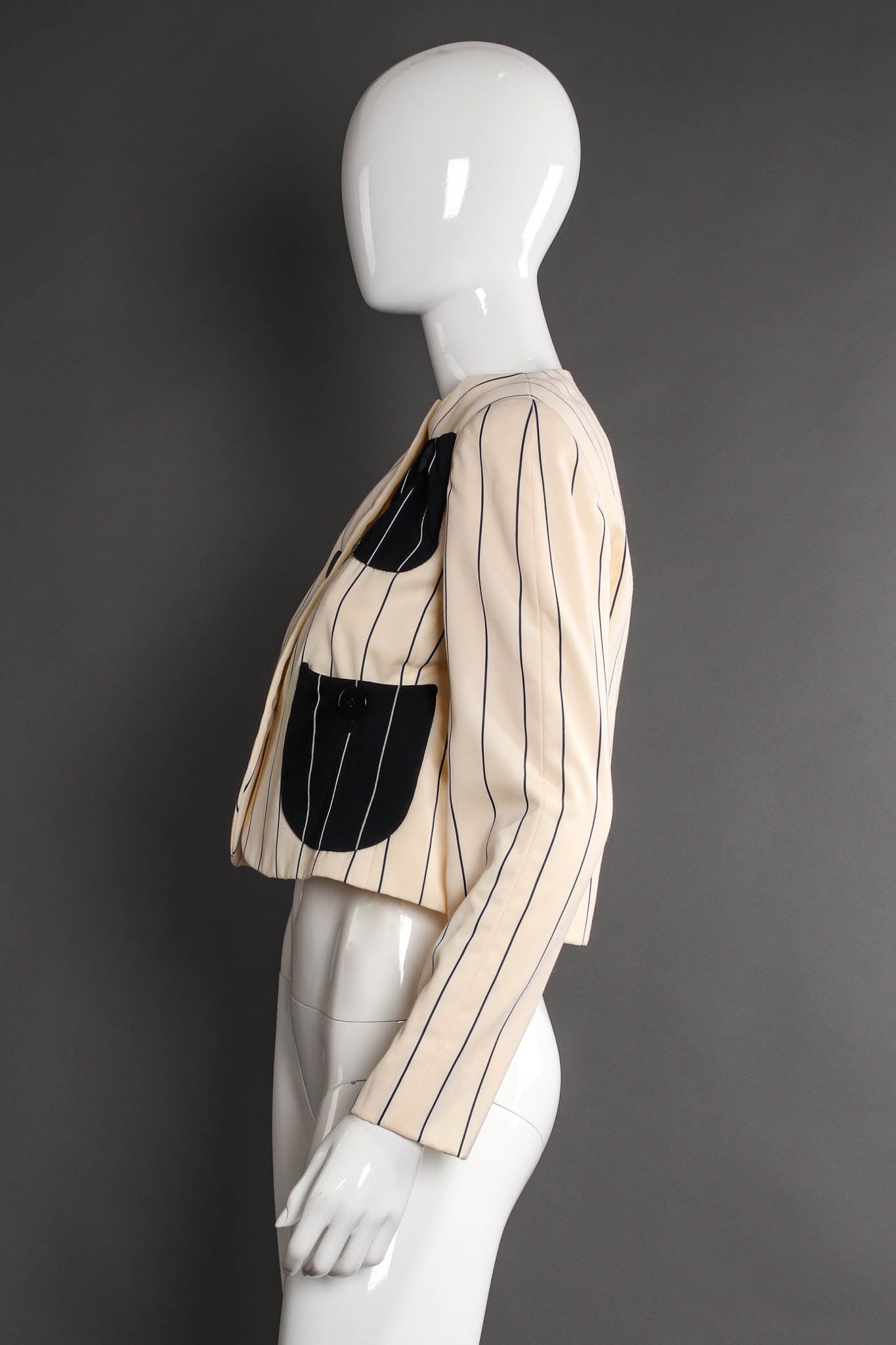Vintage Bill Blass Contrast Stripe Jacket & Dress Set mannequin side jacket @ Recess LA