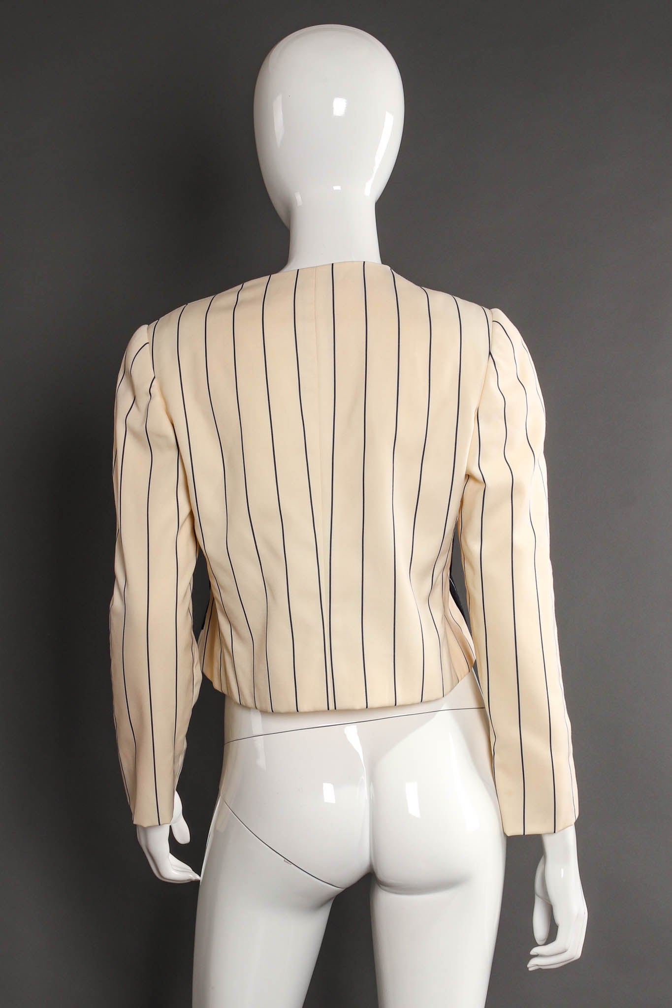 Vintage Bill Blass Contrast Stripe Jacket & Dress Set mannequin jacket back @ Recess LA