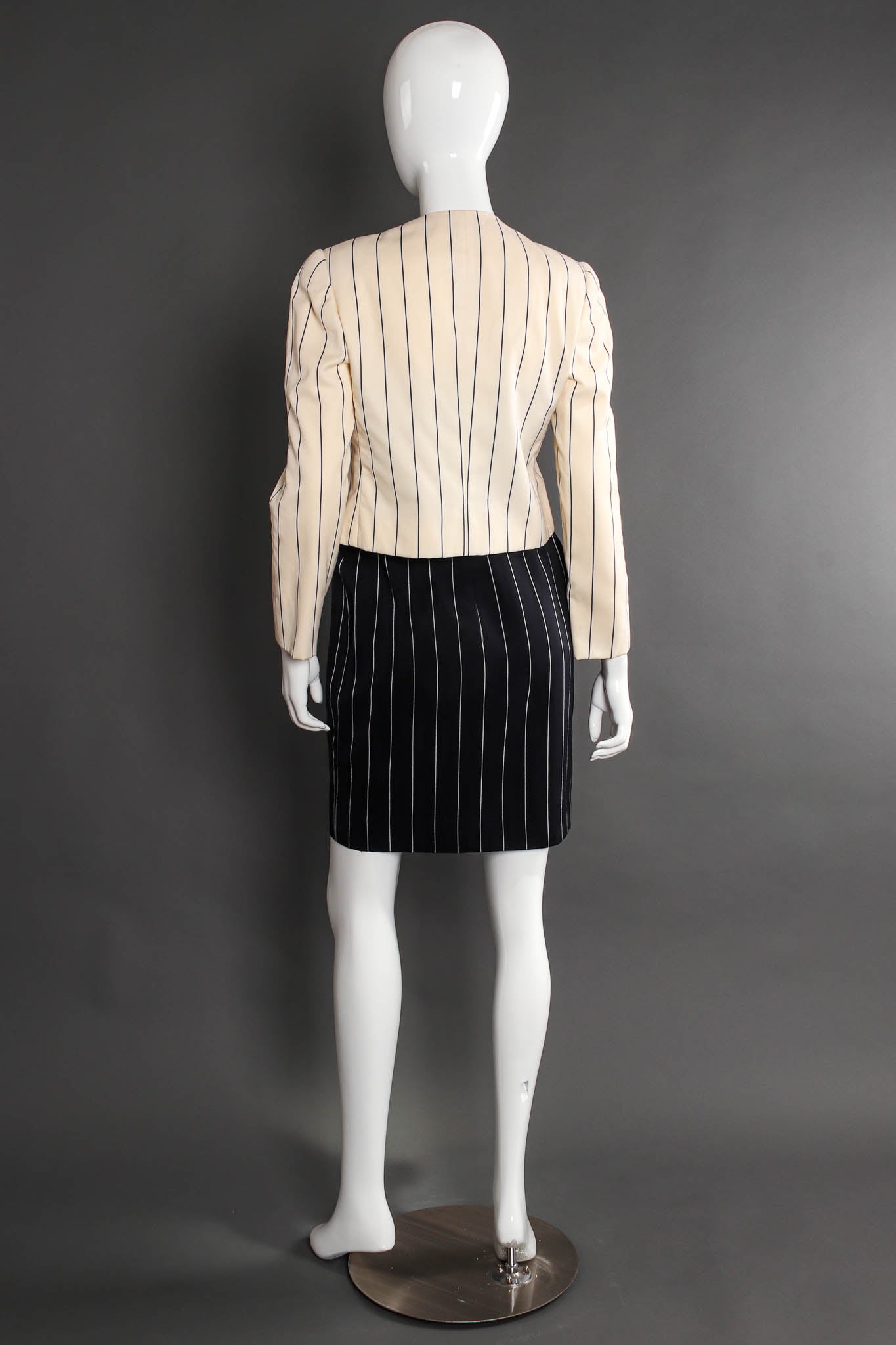 Vintage Bill Blass Contrast Stripe Jacket & Dress Set mannequin back @ Recess LA