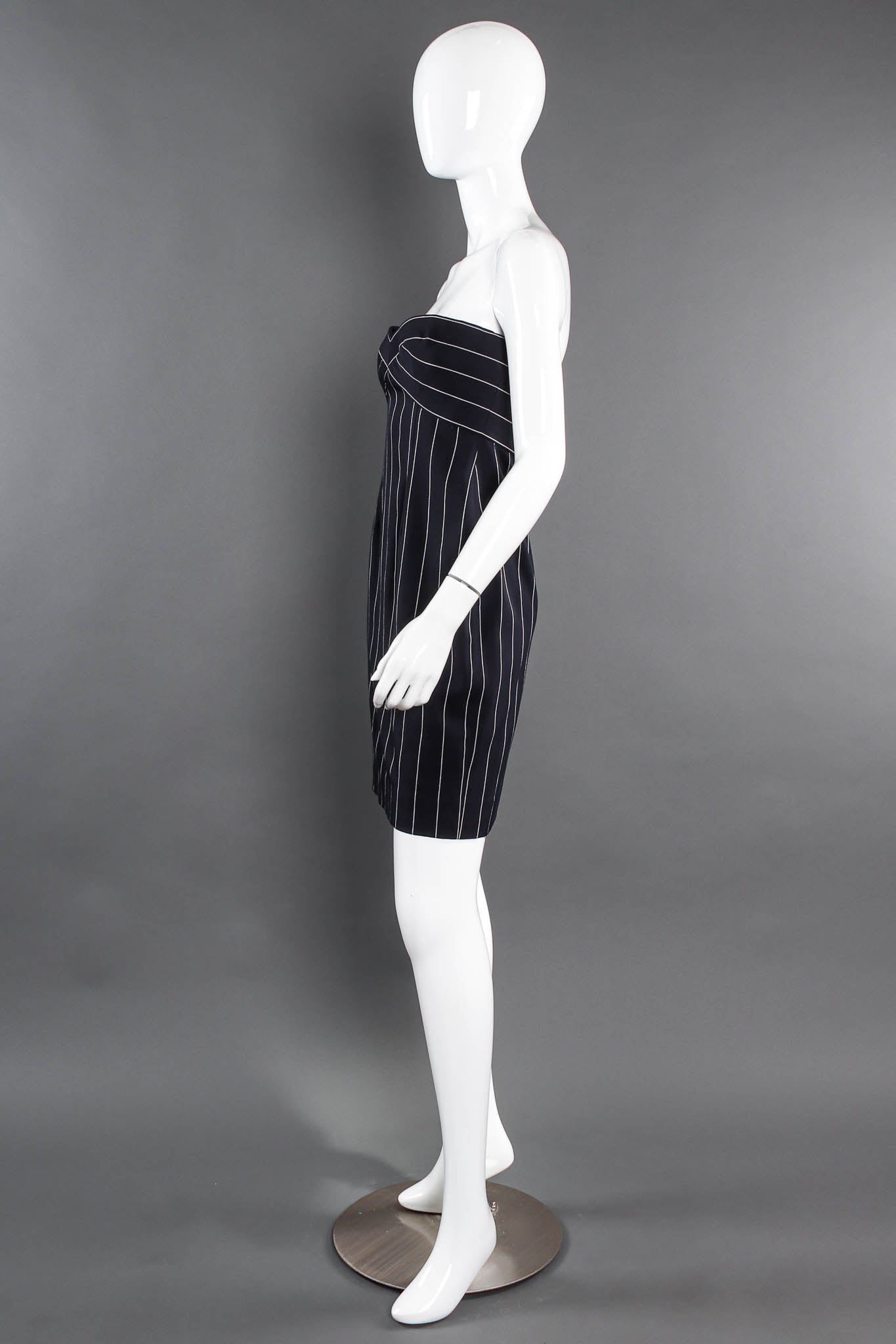 Vintage Bill Blass Contrast Stripe Jacket & Dress Set mannequin dress side @ Recess LA