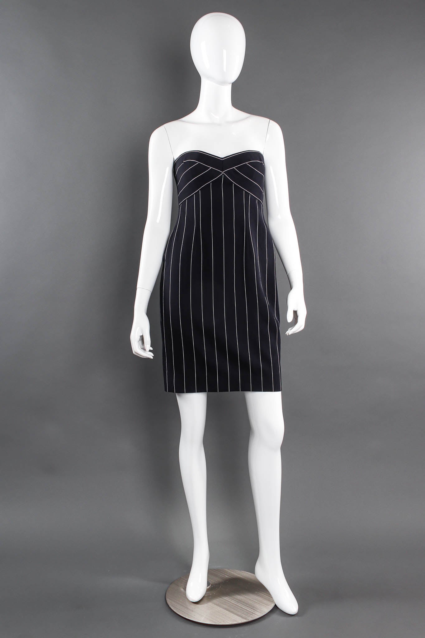 Vintage Bill Blass Contrast Stripe Jacket & Dress Set mannequin front dress @ Recess LA