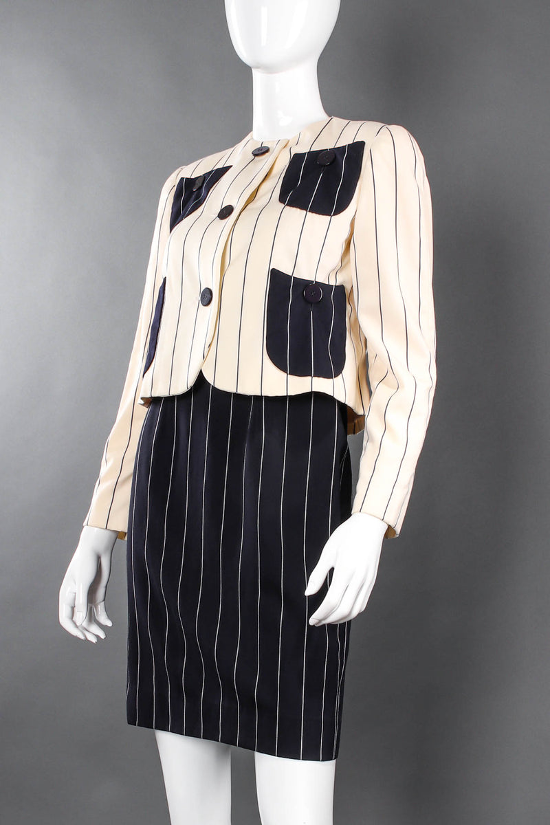 Vintage Bill Blass Contrast Stripe Jacket & Dress Set – Recess