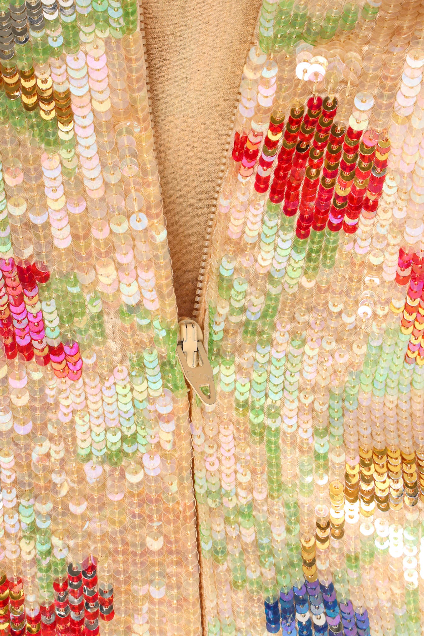 Vintage Bill Blass Pixel Sequin Floral Blouse back zipper @ Recess Los Angeles