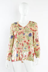 Vintage Bill Blass Pixel Sequin Floral Blouse mannequin front @ Recess Los Angeles