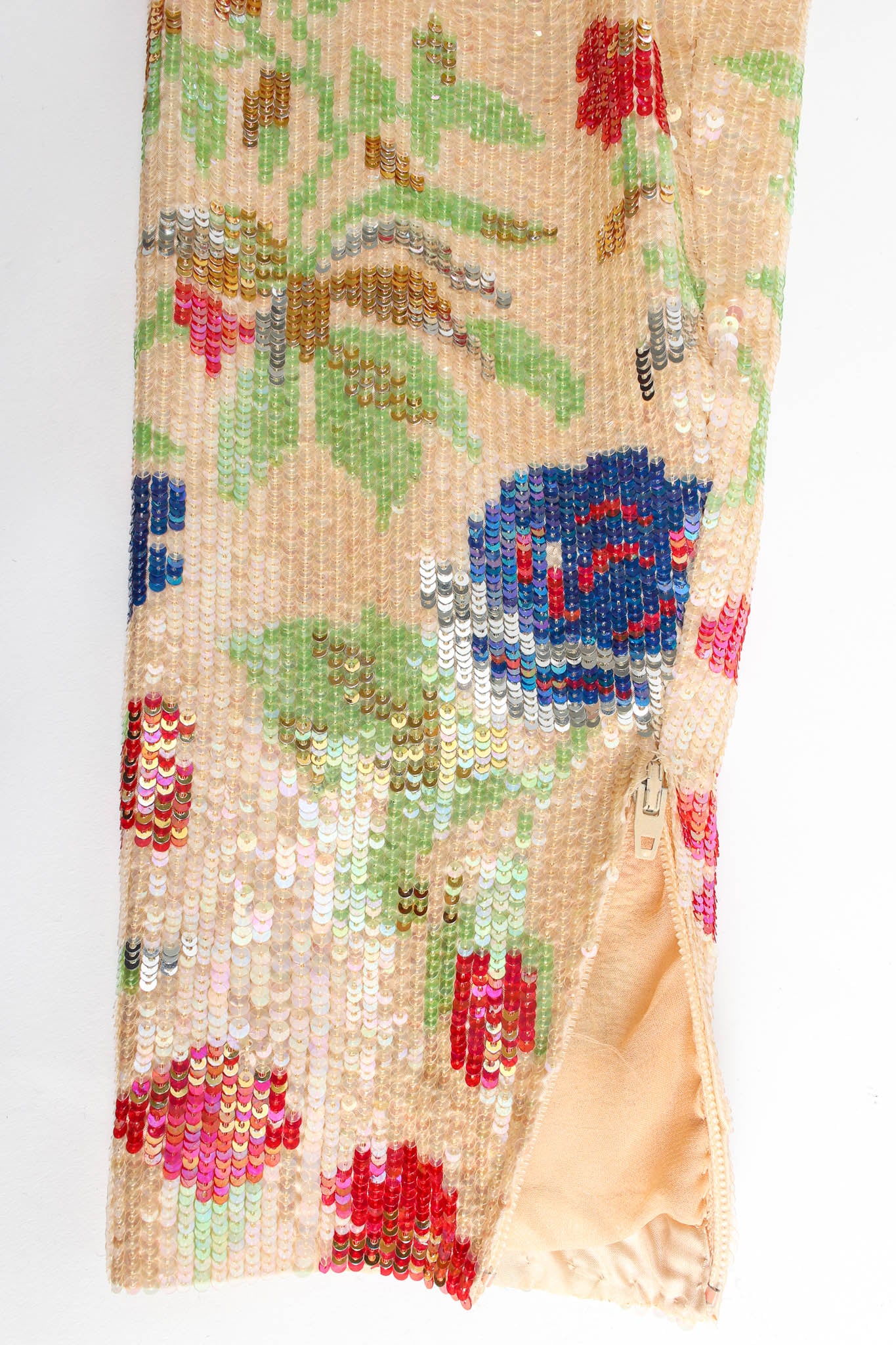 Vintage Bill Blass Pixel Sequin Floral Blouse zipper sleeve vent @ Recess Los Angeles