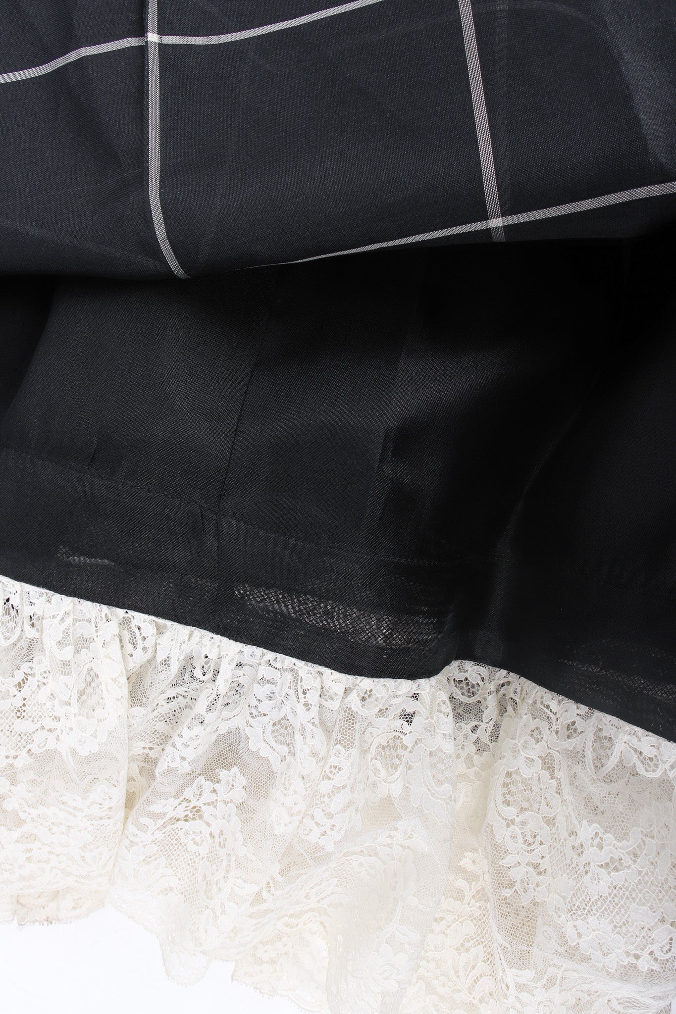 Vintage Bill Blass Lace Silk Top & Checker Skirt Set hem/liner @ Recess LA