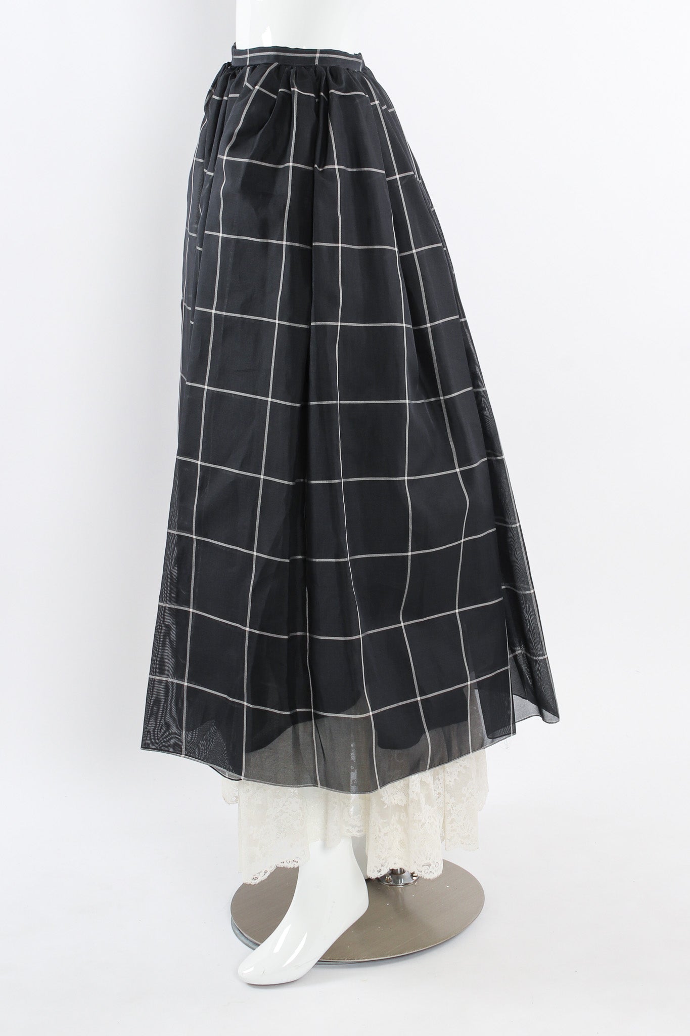 Vintage Bill Blass Lace Silk Top & Checker Skirt Set mannequin side skirt @ Recess LA