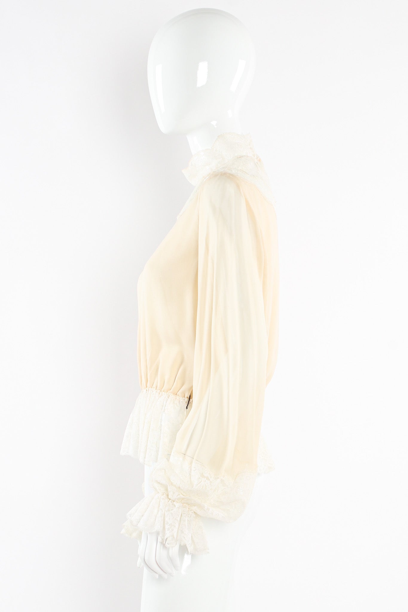 Vintage Bill Blass Lace Silk Top & Checker Skirt Set mannequin side top @ Recess LA