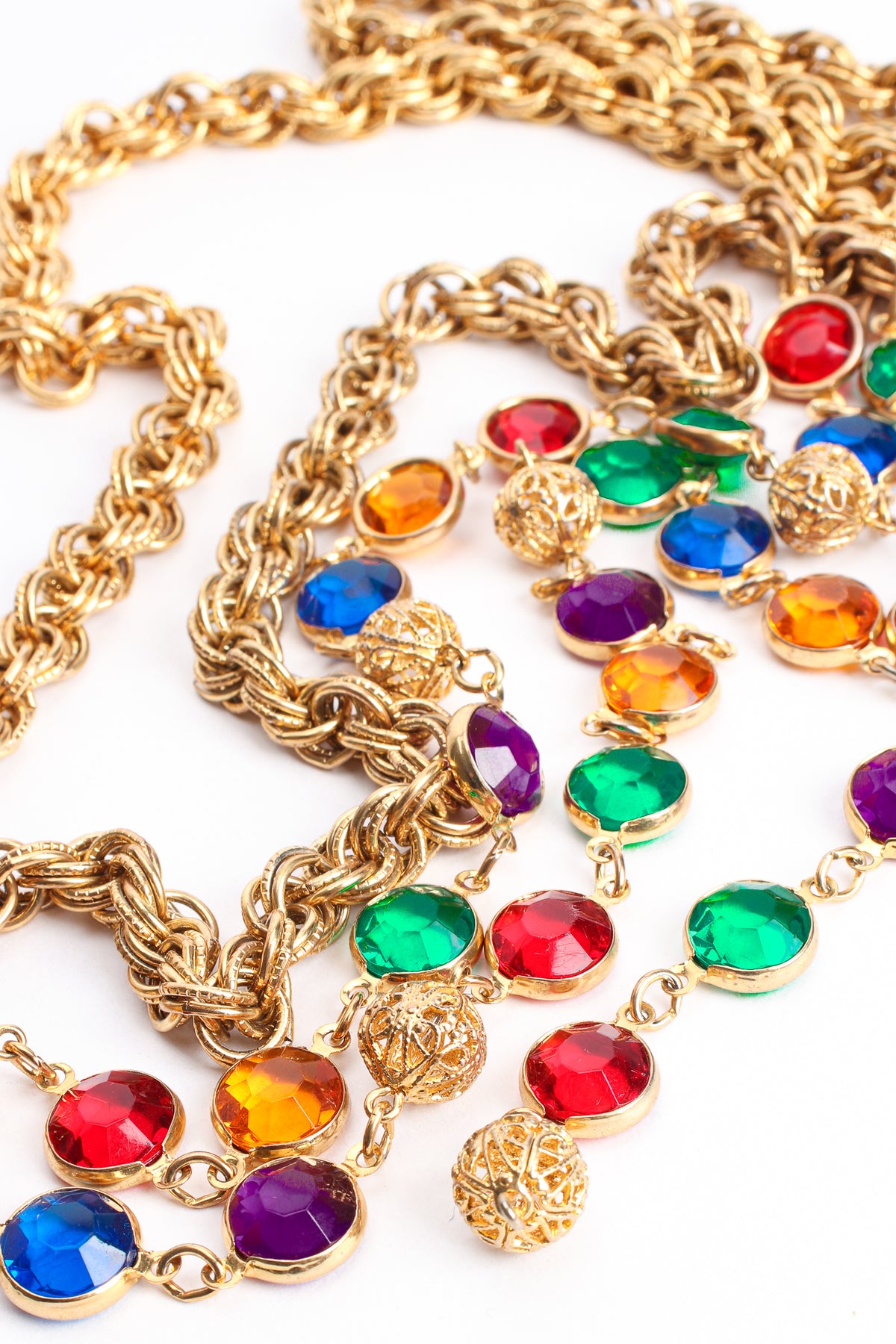 Vintage Bill Blass Rainbow Glass Chain Belt – Recess display picture 1