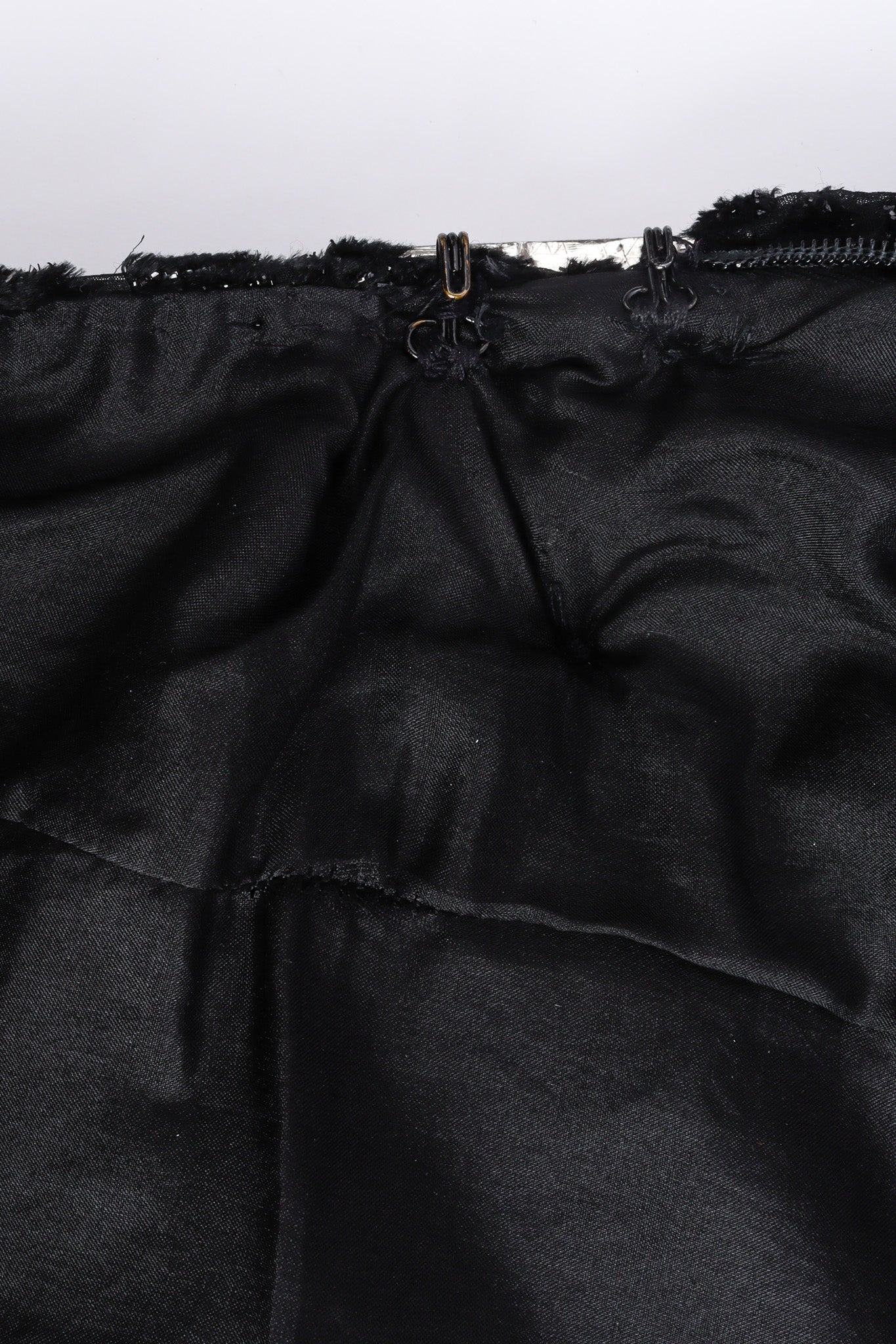Vintage Bill Blass Metallic Burnout Open Back Gown Hook and Eye Close-up @ Recess LA