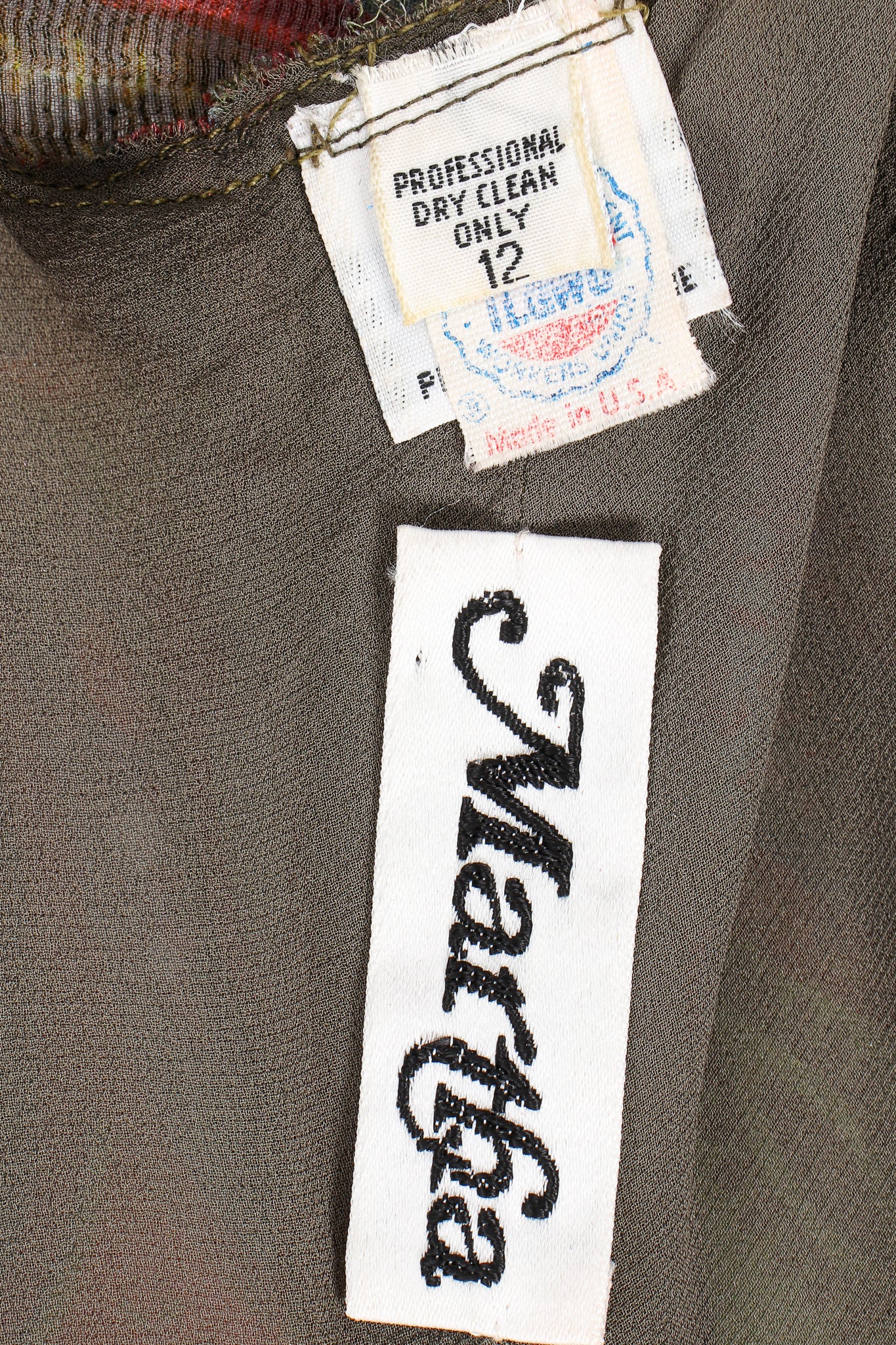Vintage Bill Blass Paisley Draped Wrap Blouse label at Recess Los Angeles