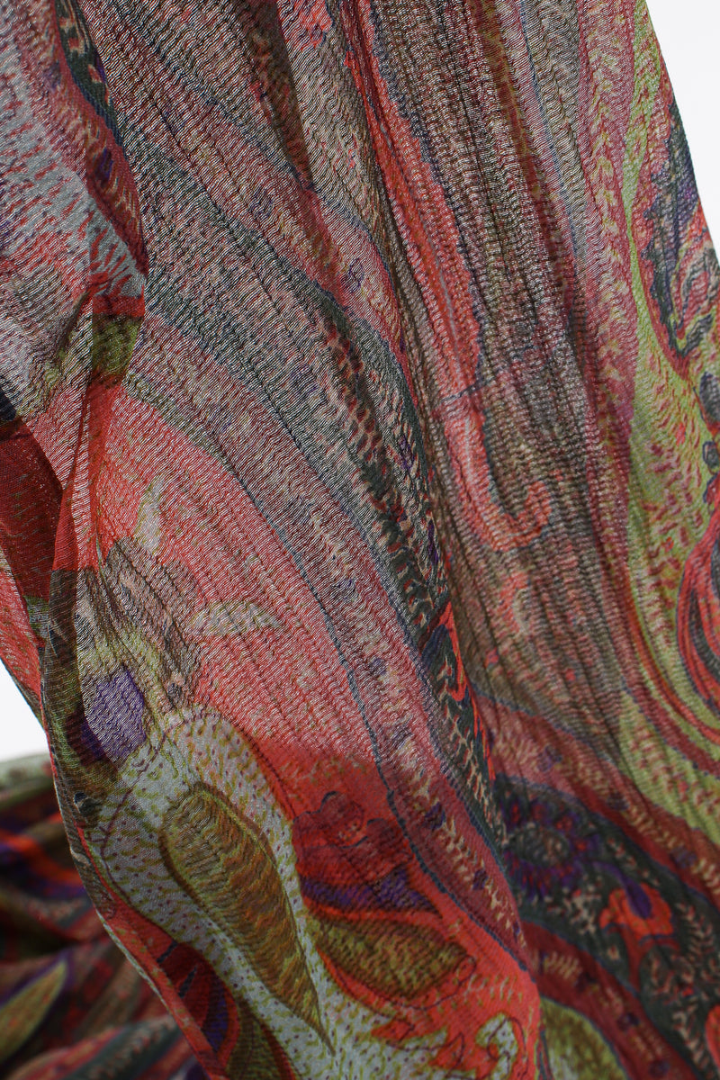 Vintage Bill Blass Paisley Draped Wrap Blouse fabric detail at Recess Los Angeles