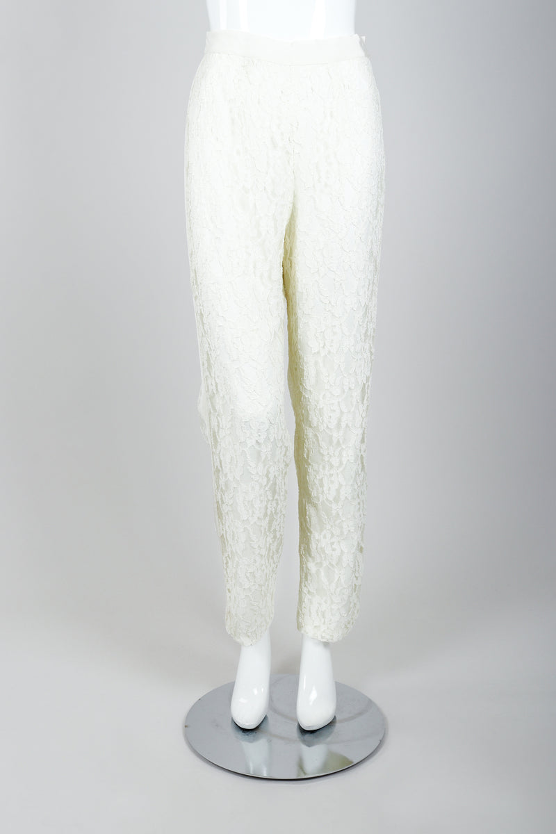 Vintage Bill Blass Lace Tuxedo Pant Suit Bridal on Mannequin front at Recess LA