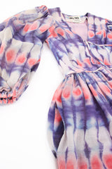 Vintage Bill Tice Royal Robes Magnin Tie Dye Balloon Sleeve Dress pocket @ Recess LA