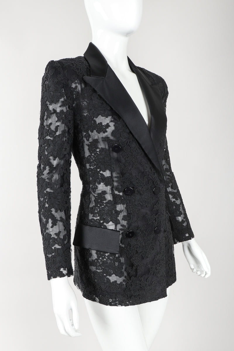 Recess Designer Consignment Vintage Bill Blass Sheer Lace Tuxedo Jacket II Los Angeles Resale