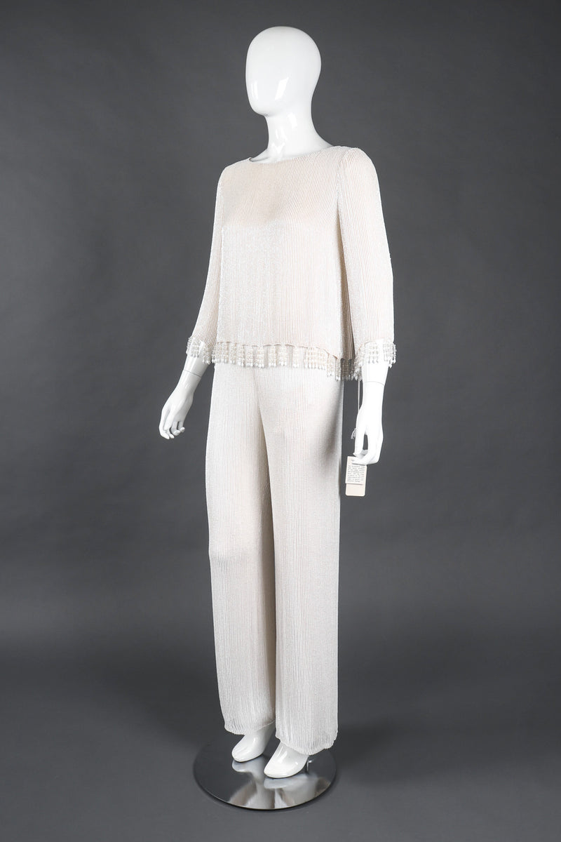 Recess Los Angeles Vintage Bill Blass Beaded Silk Top & Pant Bridal Wedding Set