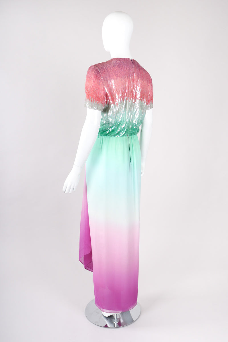 Recess Los Angeles Vintage Bill Blass Scared Lotus Sequin Ombre Dress