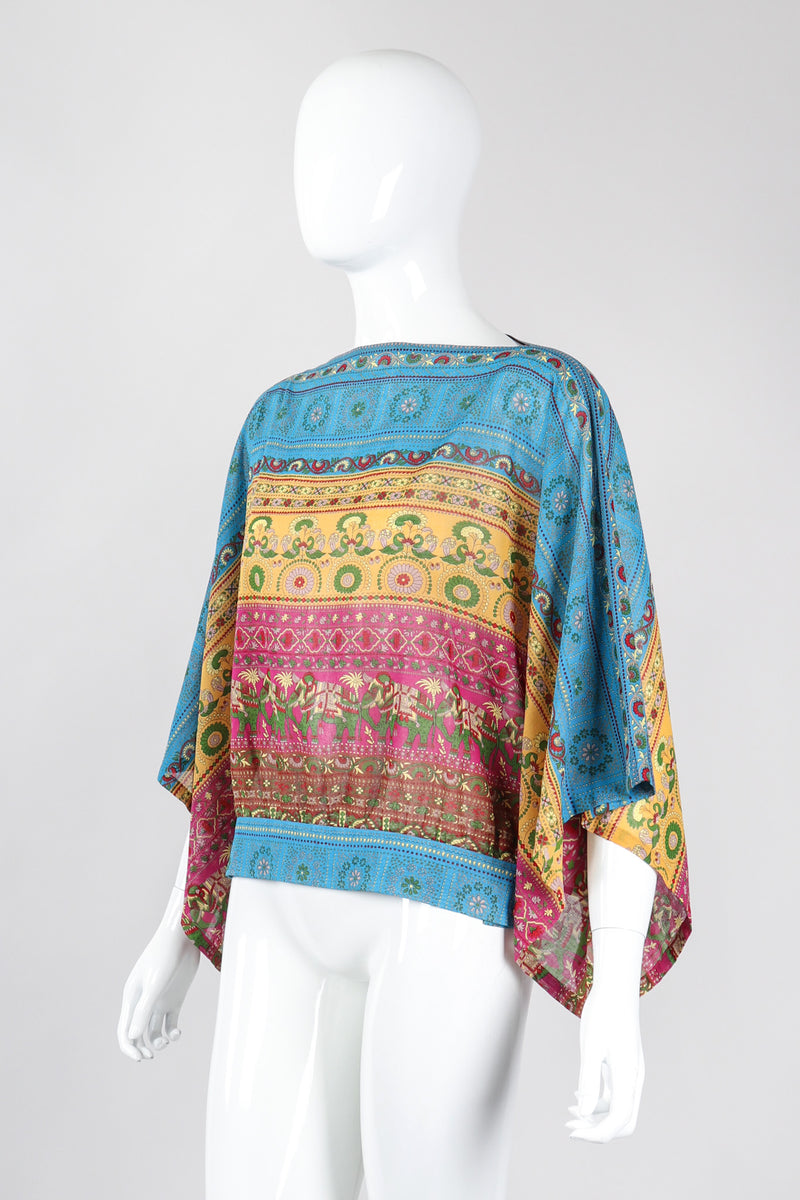 Recess Los Angeles Vintage Bill Haire Friedricks Sport Kimono Sleeve Indian Elephant Bateau Top