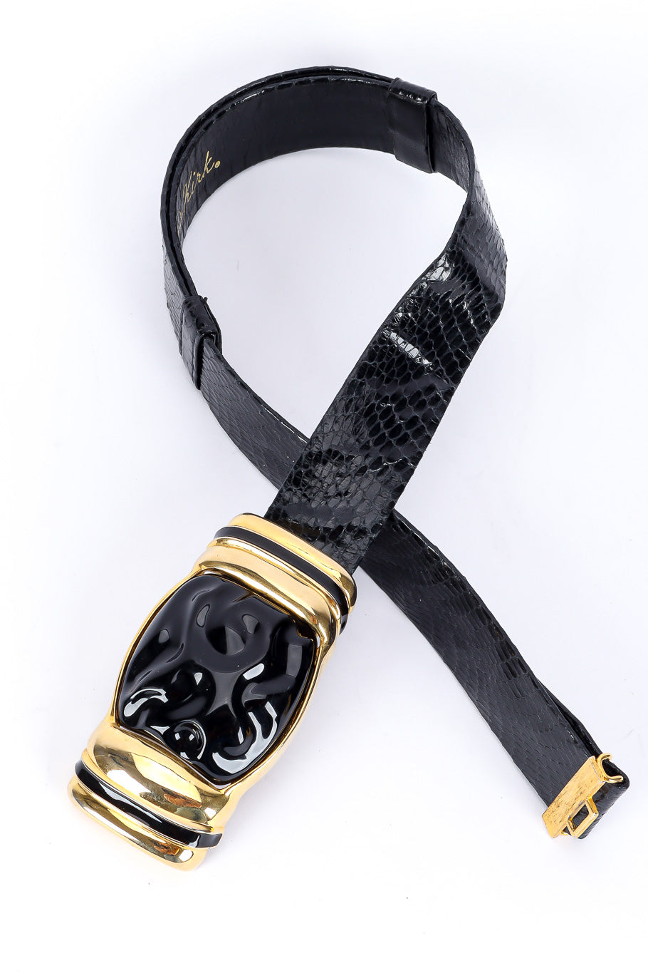 Black leather snakeskin slide belt loop @recessla
