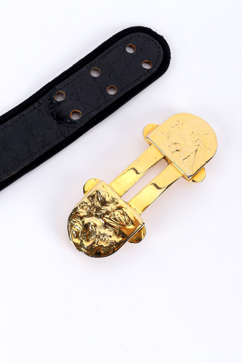 leather gold hinge belt by Alexandre Savin Paris on mannequin buckle detached @recessla