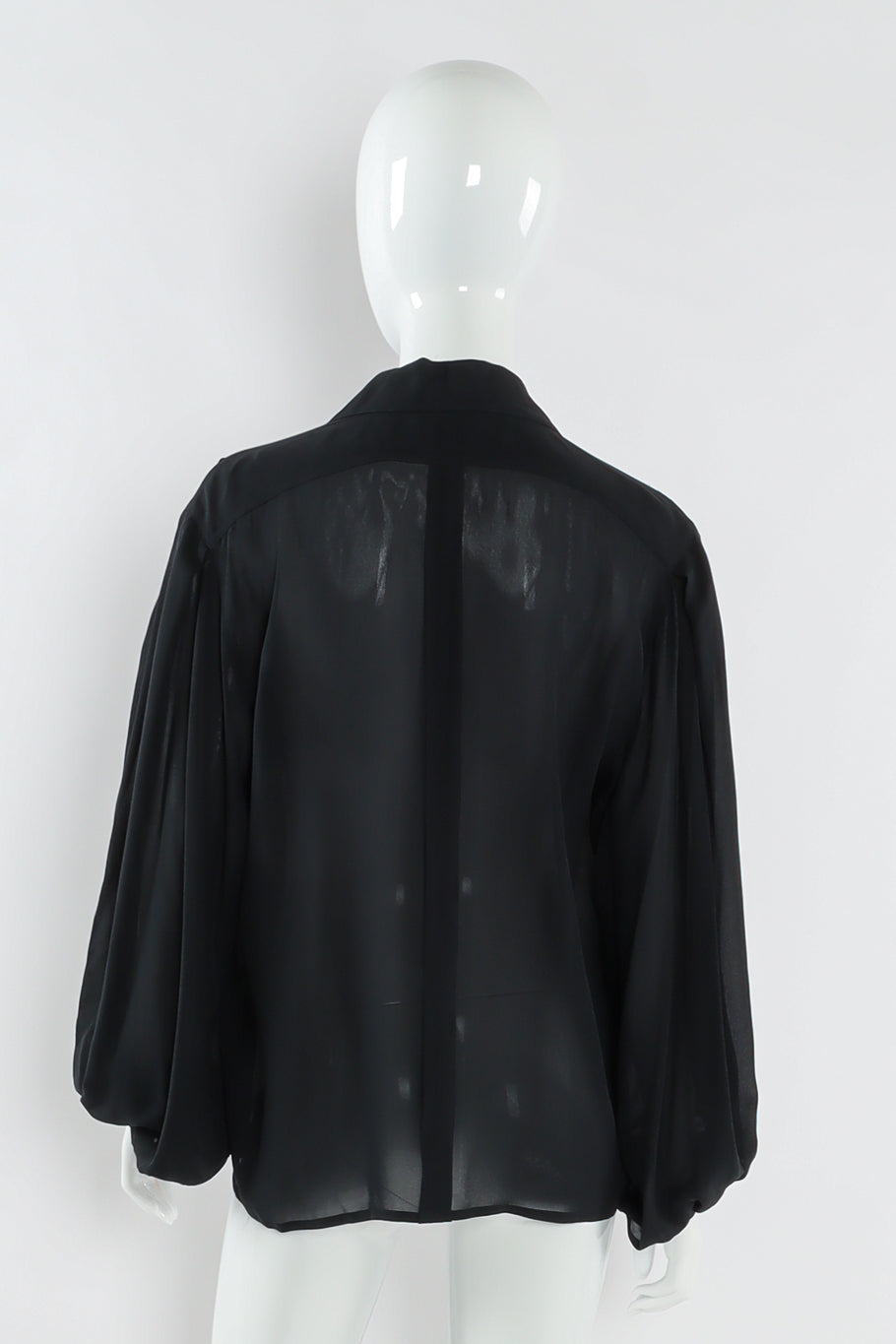 Vintage Chanel Pleated Sheer Silk Blouse mannequin top back @ Recess LA