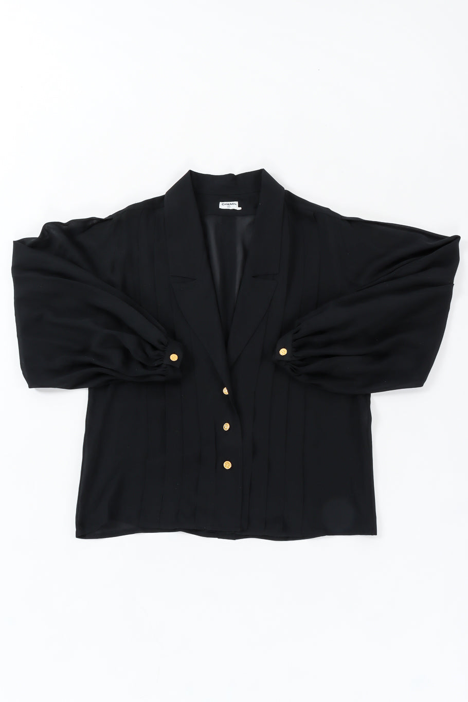 Vintage Chanel Pleated Sheer Silk Blouse front flat lay @ Recess LA