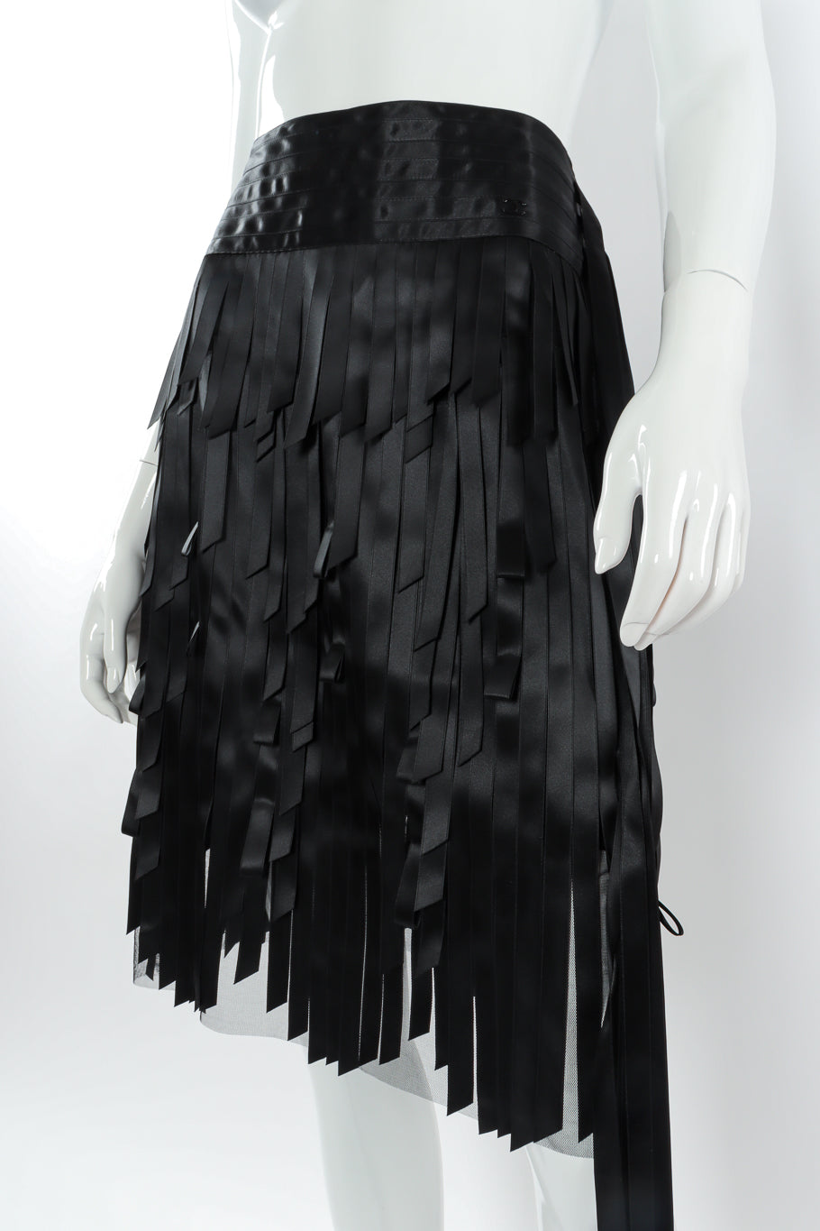 Vintage Chanel 2005A Ribbon Car Wash Silk Skirt mannequin side angle skirt @ Recess LA