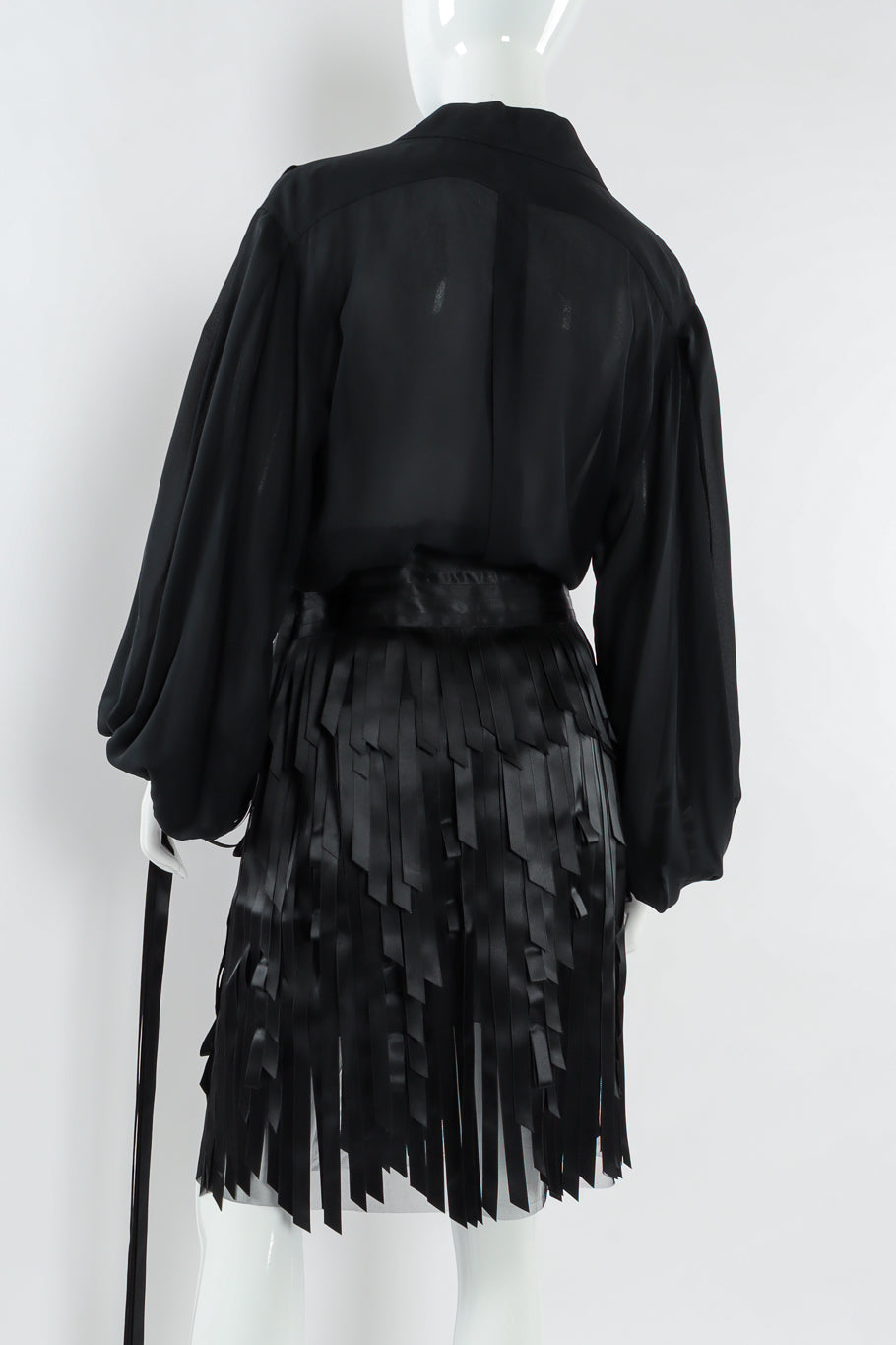 Vintage Chanel Pleated Sheer Silk Blouse mannequin back full close @ Recess LA