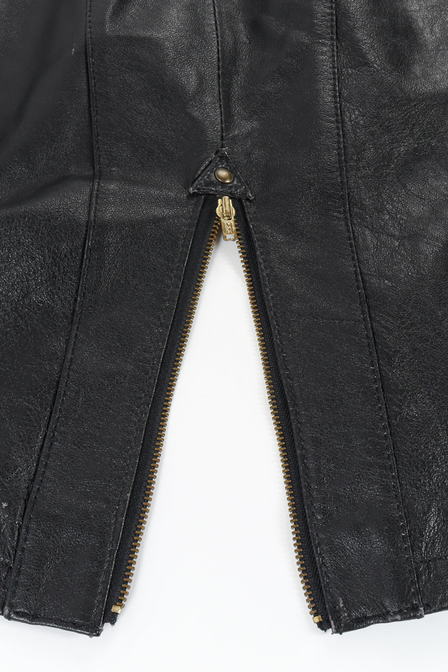 Vintage Mario Zarelli Leather Moto Pencil Dress zipper vent @ Recess LA