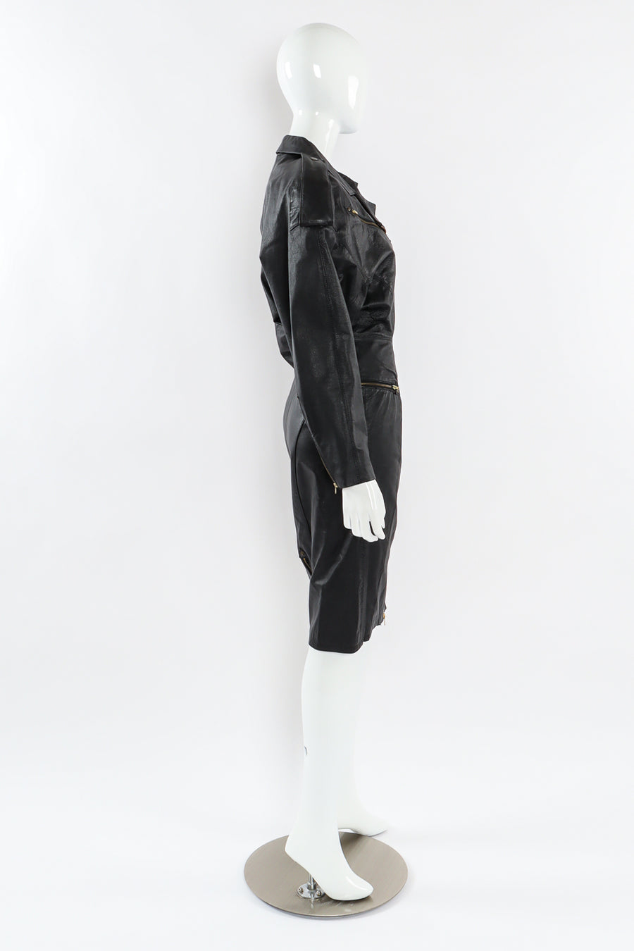 Vintage Mario Zarelli Leather Moto Pencil Dress  Recess
