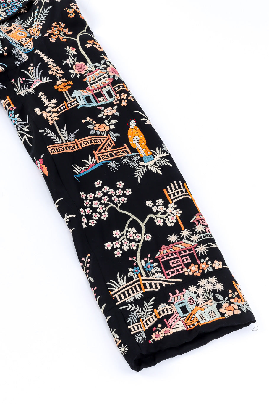 Embroidered silk multi-color jacket sleeve detail @recessla
