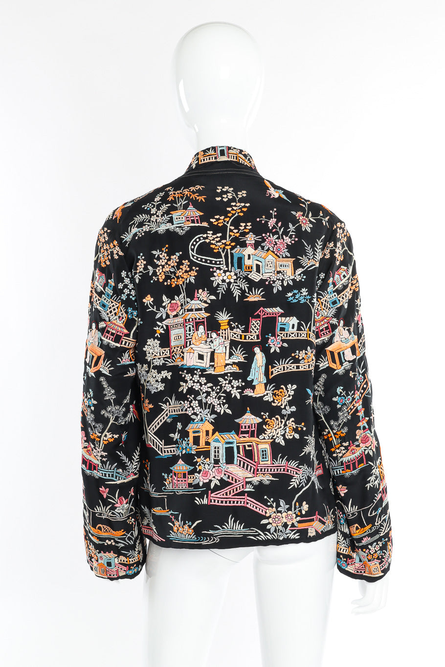 Embroidered silk multi-color jacket on mannequin @recessla