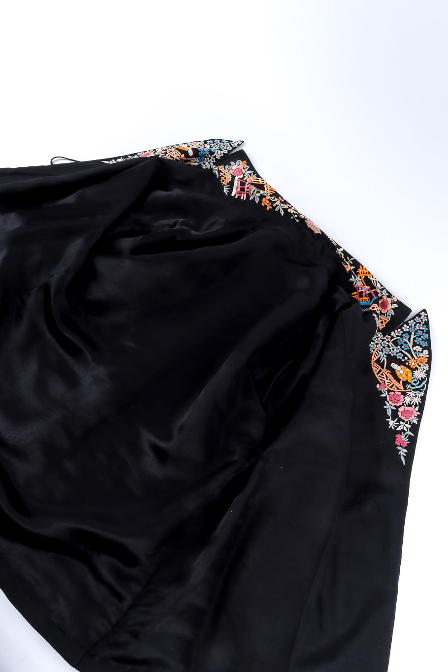 Embroidered silk multi-color jacket lining detail @recessla