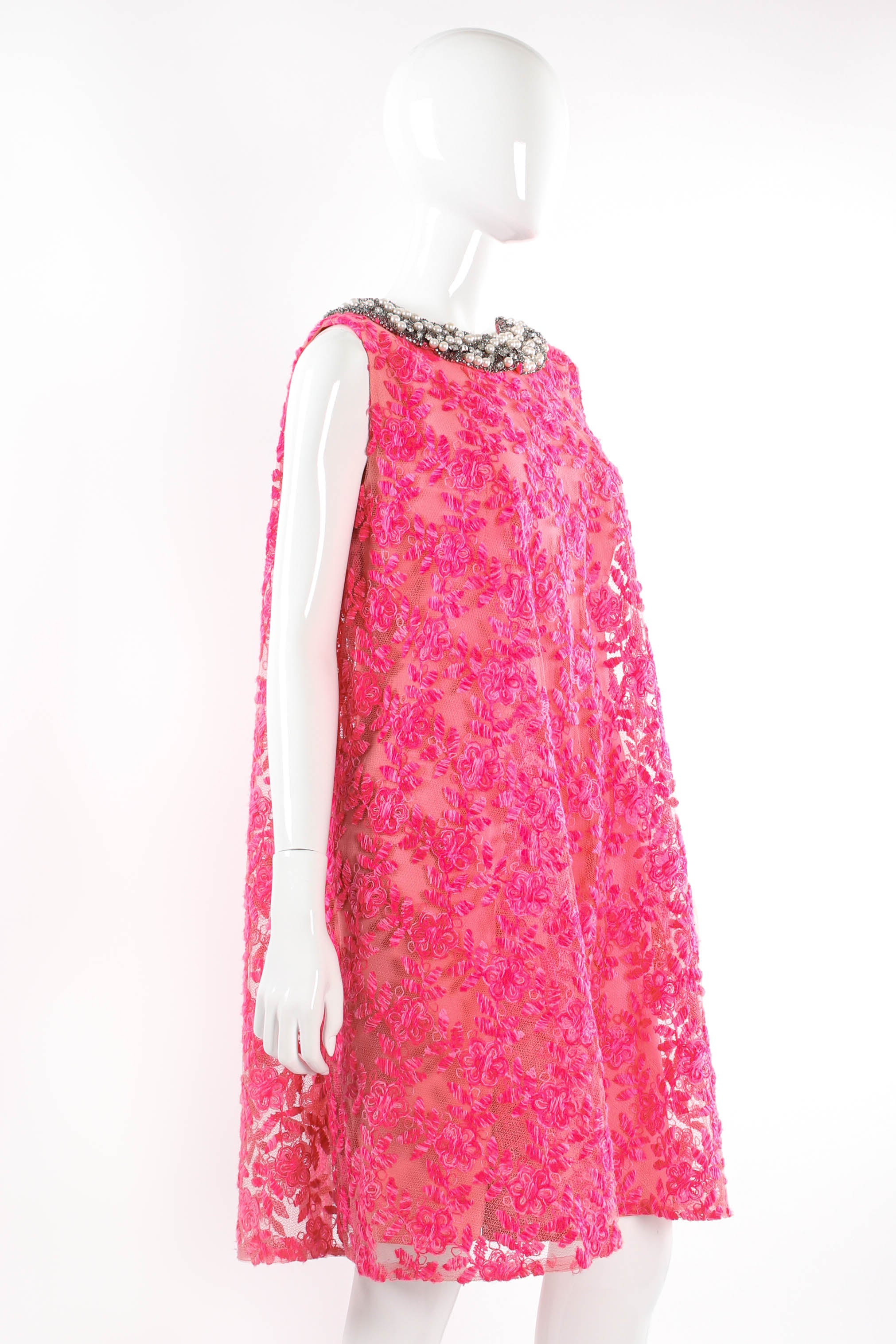 Vintage Mr. Blackwell Yarn Floral Lace Dress mannequin angle  @ Recess LA