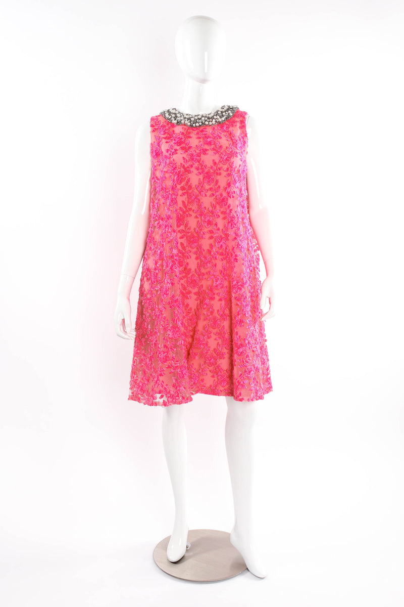 Vintage Mr. Blackwell Yarn Floral Lace Dress mannequin front  @ Recess LA