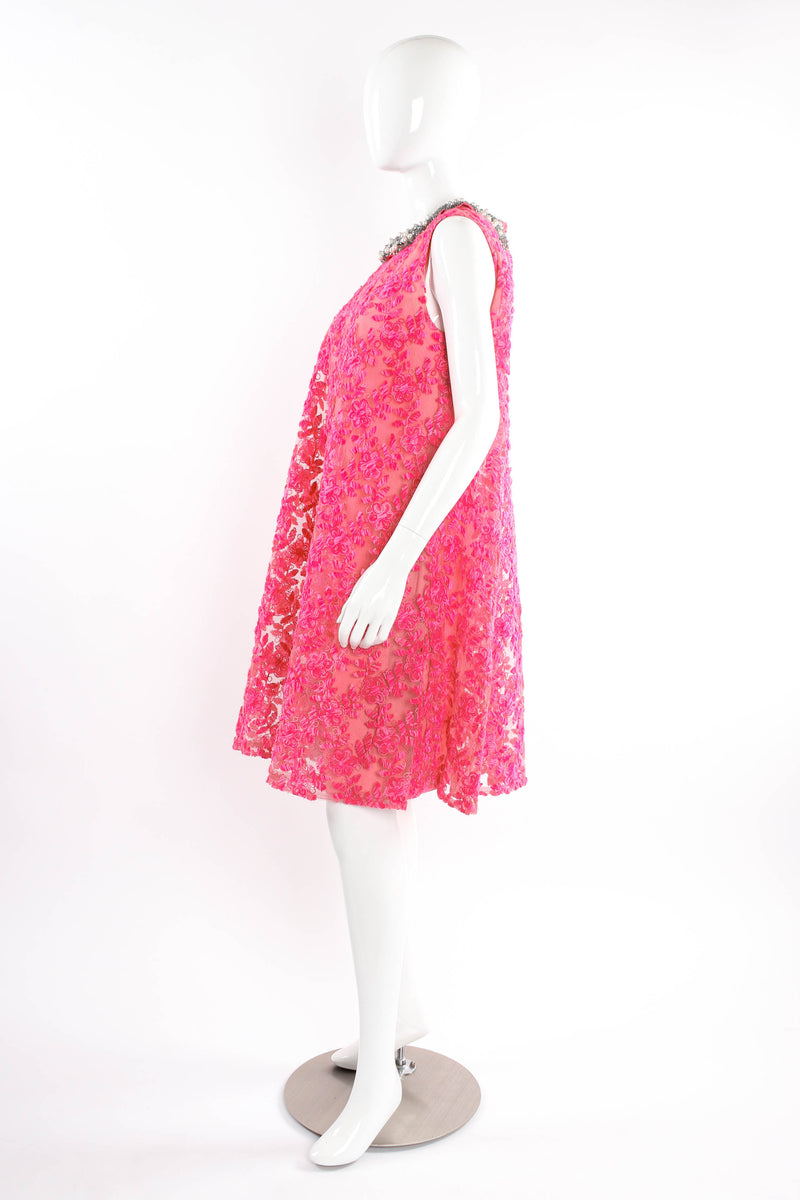 Vintage Mr. Blackwell Yarn Floral Lace Dress mannequin side @ Recess LA