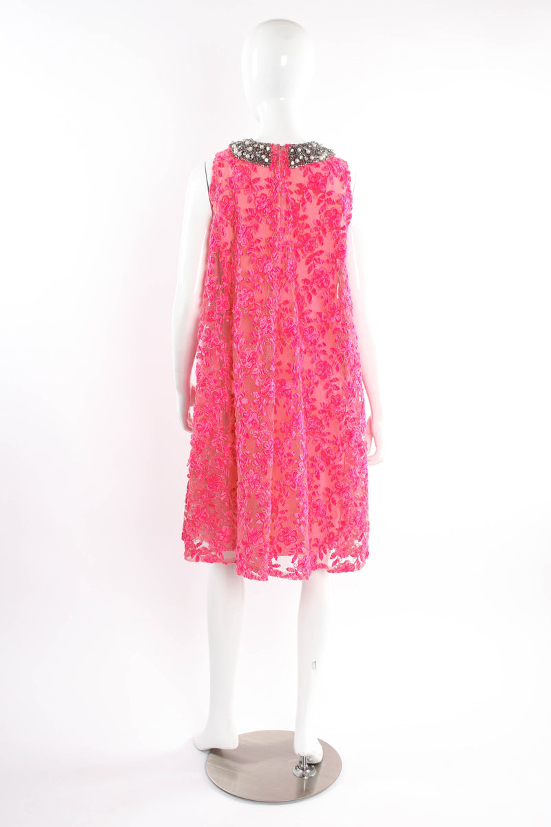 Vintage Mr. Blackwell Yarn Floral Lace Dress mannequin back  @ Recess LA