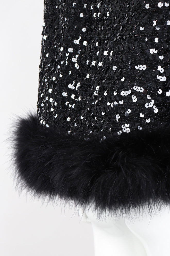 Recess Los Angeles Vintage Marabou Feather Trim Sequin Chubby Jacket