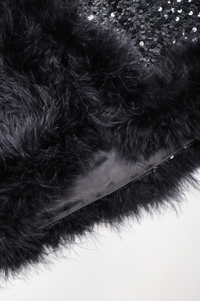 Recess Los Angeles Vintage Marabou Feather Trim Sequin Chubby Jacket