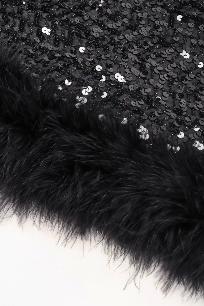 Recess Los Angeles Vintage Marabou Feather Trim Sequin Chubby Jacket