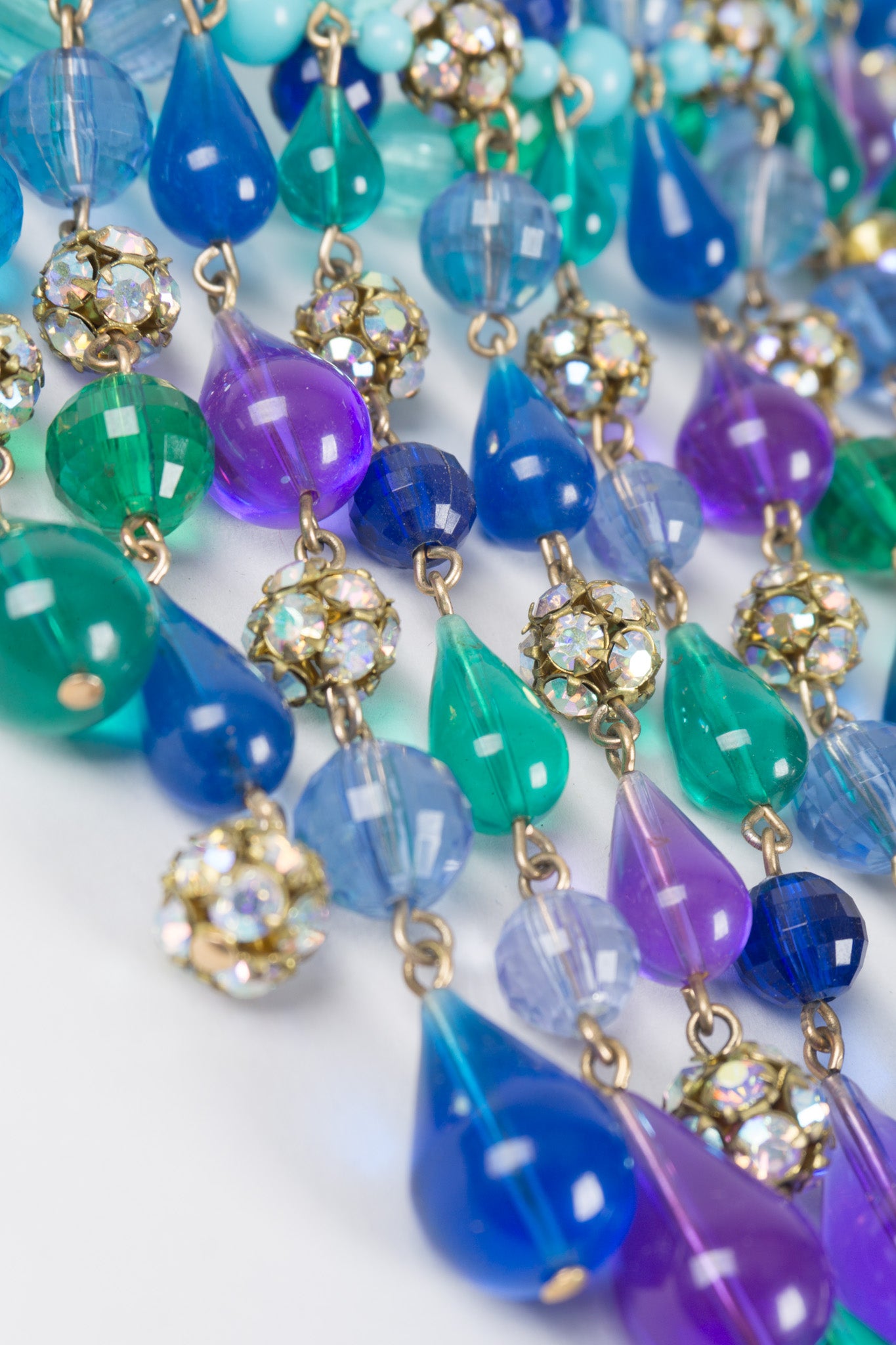 Vintage Crystal Teardrop Bead Waterfall Necklace