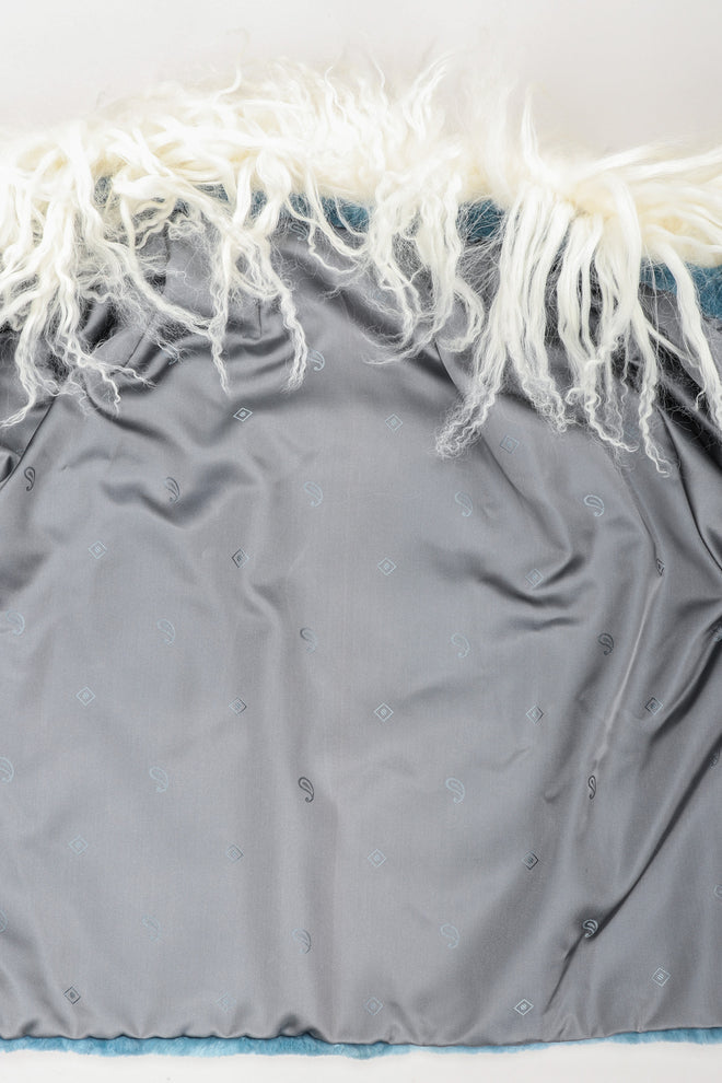 Recess Los Angeles Vintage Designer René Mongolian Trimmed Plush Fur Jacket Sky Blue