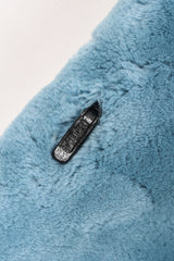 Recess Los Angeles Vintage Designer René Mongolian Trimmed Plush Fur Jacket Sky Blue