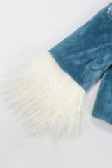 Recess Los Angeles Vintage Designer René Mongolian Trimmed Plush Fur Jacket Sky Blue