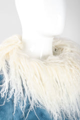 Recess Los Angeles Vintage Designer René Mongolian Trimmed Plush Fur Jacket Sky Blue
