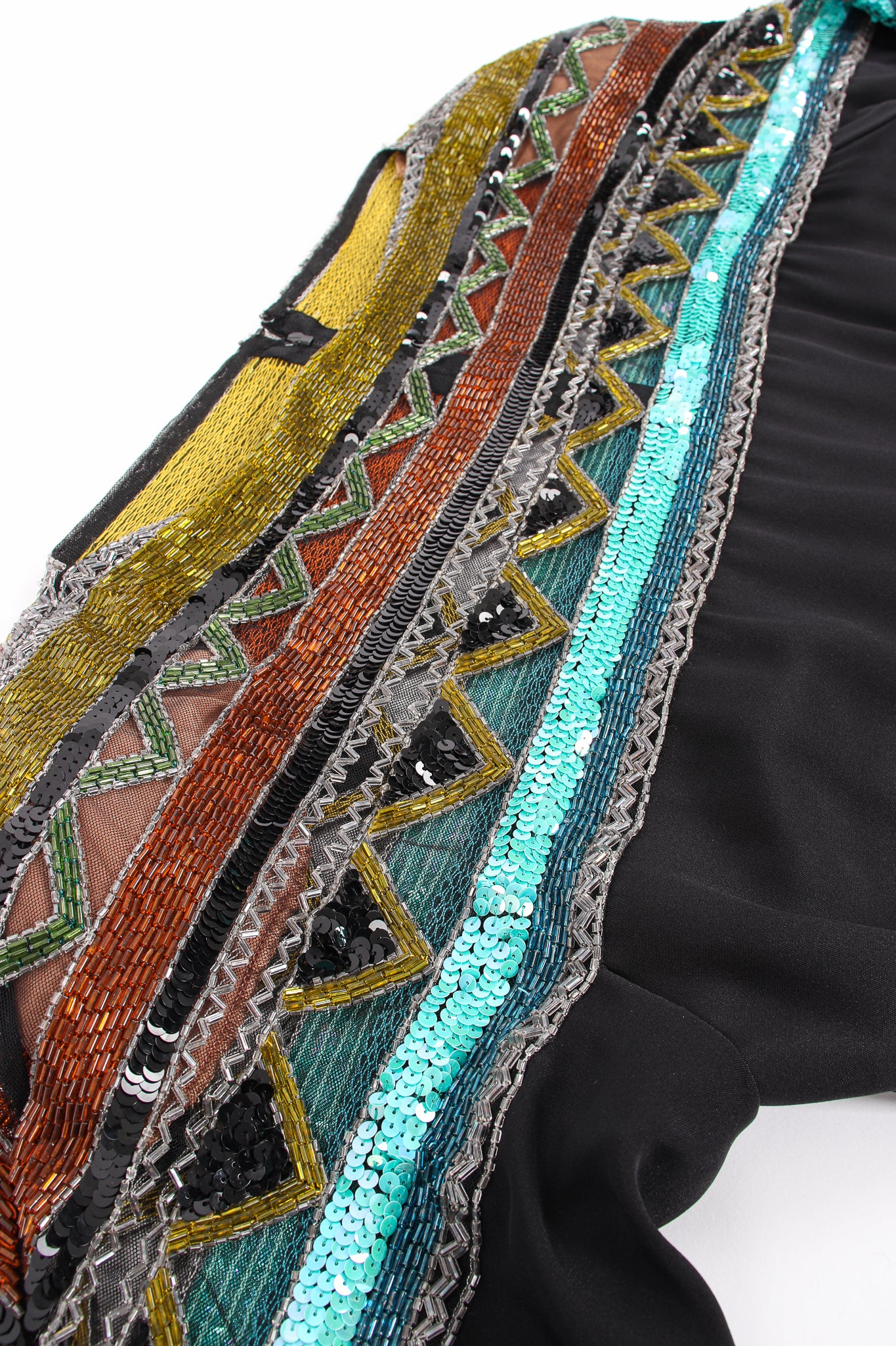 Vintage Bob Mackie Egyptian Inspired Beaded Yoke Gown bead detail at Recess Los Angeles